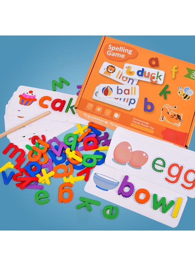 كابسترو لعبة تهجئة الكلمات الأبجدية الخشبية من كابسترو للأطفال - مجموعة بطاقات مطابقة الحروف وبناء الكلمات | لعبة تعليمية للقراءة المبكرة والصوتيات والتعلم المعرفي لأطفال ما قبل المدرسة - Image 3